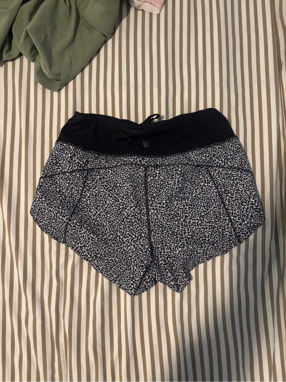 Athleta Black & White Speckle Running Shorts